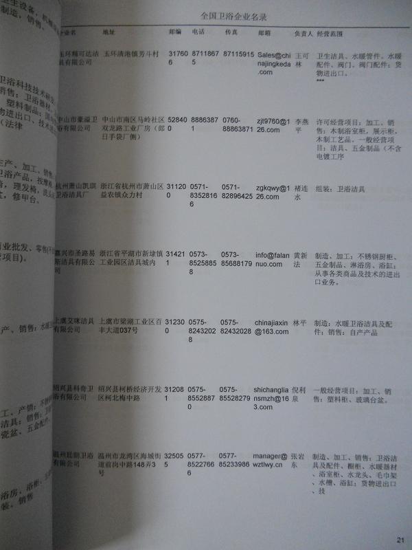 中國衛(wèi)浴企業(yè)黃頁可開展精準(zhǔn)營銷，電話營銷、郵件營銷、傳真營銷等等多管齊下，圓您銷售冠軍夢