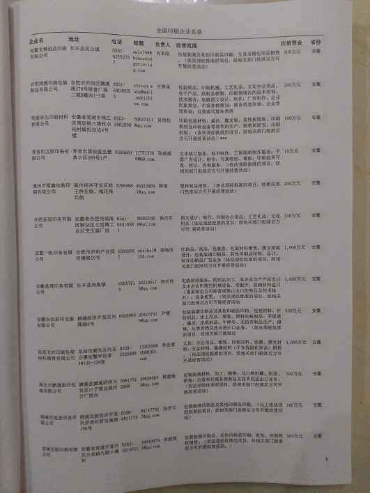 中國(guó)印刷企業(yè)黃頁(yè)可開(kāi)展精準(zhǔn)營(yíng)銷，電話營(yíng)銷、郵件營(yíng)銷、傳真營(yíng)銷等等多管齊下，圓您銷售冠軍夢(mèng)