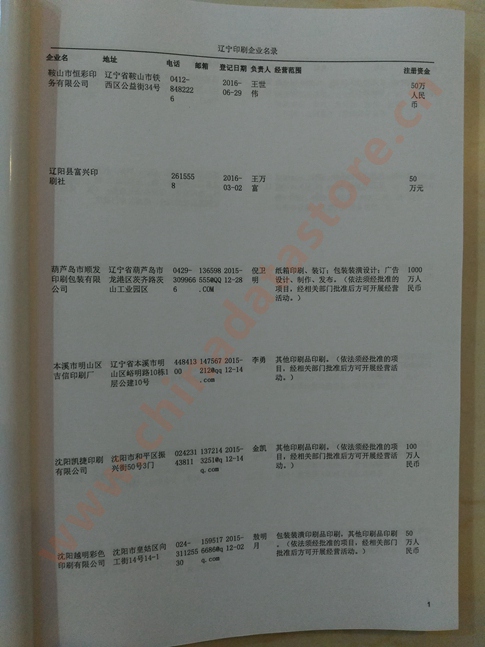 遼寧印刷企業(yè)黃頁收錄了最新的遼寧印刷企業(yè)名單，具有極高的營銷價值，實實在在提高銷售業(yè)績
